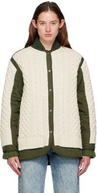 rag & bone Blouson Winnie vert et blanc cassé
