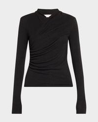 Long-Sleeve Faux-Wrap Top