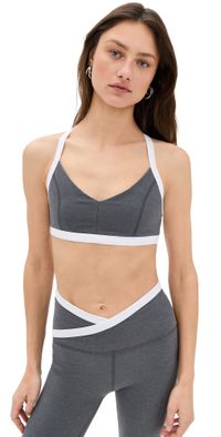 Beyond Yoga Spacedye Outlines Bra True Grey Heather/Cloud White S
