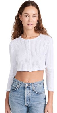 COUCOU The Cropped Cardi: Pointelle White S