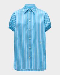 Lecce Puff-Sleeve Striped Cotton Shirt