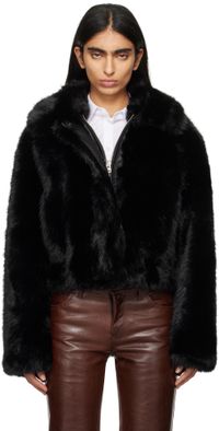 Stand Studio Blouson Lena noir en fourrure synthétique