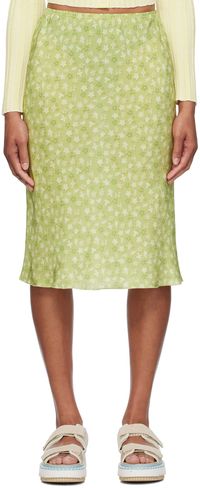 Maison Kitsuné Jupe midi coupée sur le biais verte