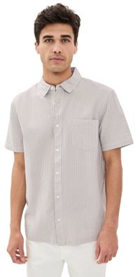 PAIGE Desoto Seersucker Shirt Silver Drop Stripe XXL