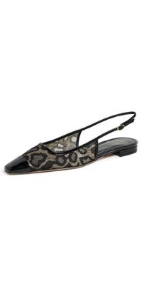 Alexandre Birman Olivia Lace Flats Golden/Black 40