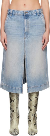 KHAITE Blue Charlene Denim Midi Skirt