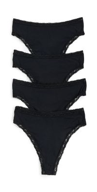 Stripe & Stare High Waisted Thong Four Pack Black M