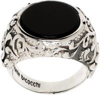 Emanuele Bicocchi Silver Onyx Chevalier Ring