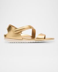 Bessi Asymmetric Flat Leather Sandals