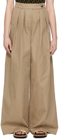Dries Van Noten Beige Pleated Trousers