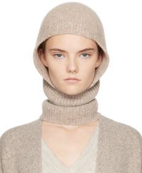 Lauren Manoogian Passe-montagne taupe en tricot côtelé