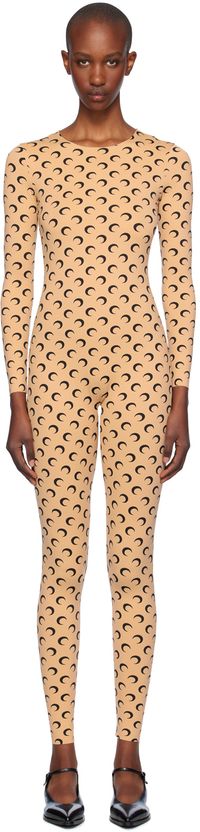 Marine Serre Tan All Over Moon Jumpsuit