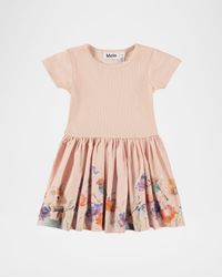 Girl's Carin Short-Sleeve Floral Peplum Dress, Size 3M-4