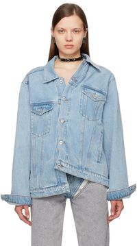 Y/Project Blouson bleu en denim à armatures - Evergreen