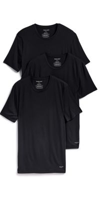 Tommy John Crew Neck Stay-Tucked Undershirt 3-Pack Black S