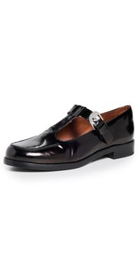 Reformation Angela Mary Jane Loafers Black Leather 5.5