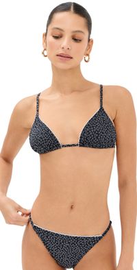 STAUD Alexis Bikini Top Black Woodblock Ditsy Floral L