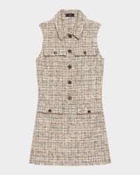 Mixed Tweed Military Mini Dress