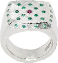 The Ouze Emerald Polka & Ruby Signet Ring
