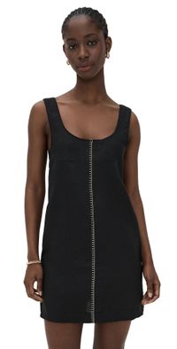 Little Lies Embroidery Stitch Short Dress Black S