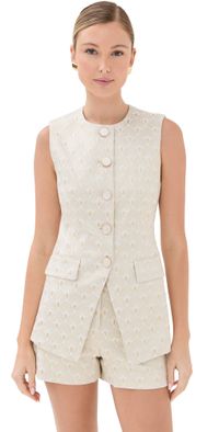 Veronica Beard Lois Vest Off White/Gold 2