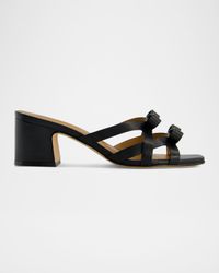 Burgo Leather Bows Slide Sandals