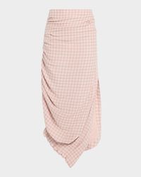 Novie Draped Plaid Midi Skirt