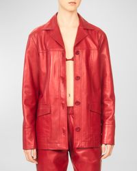 The Durden Metallic Leather Shirt Jacket