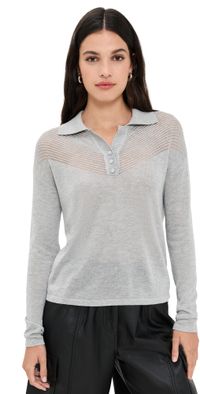 Proenza Schouler White Label Nell Polo in Lightweight Cashmere Pale Grey Melange XL