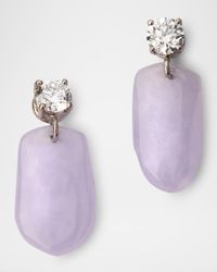 Estate Platinum Lavender Jadeite and Diamond Earrings