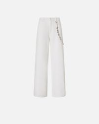 Pinko - Pantalon loose avec chaîne bijou - Taille 24-taille-us-23-50 - Blanc