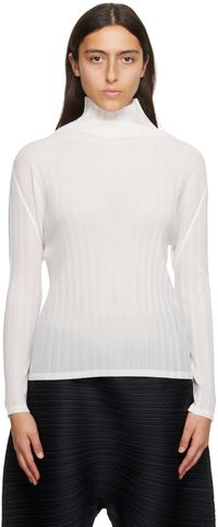 PLEATS PLEASE ISSEY MIYAKE White Twist 1 Turtleneck