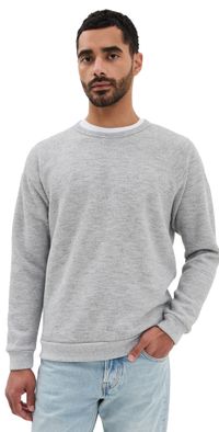 Marine Layer Mock Twist Sherpa Crew Pullover Heather Grey XL