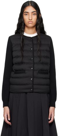 Moncler Black Paneled Down Cardigan