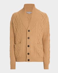 Men's Cable Knit Shawl Cardigan
