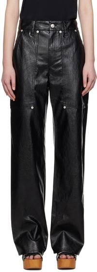 Isabel Marant Etoile Black Ariete Faux-Leather Trousers