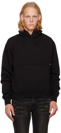 C2H4 Pull à capuche noir à étiquette en métal