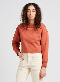 New Balance - Sweat court col rond brodé en coton - Taille L - Marron