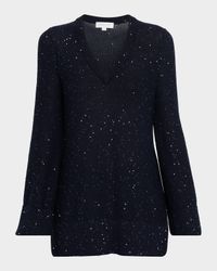 V-Neck Sequin Knit Sweater