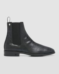 Men's Croc-Embossed Leather Chelsea Boots