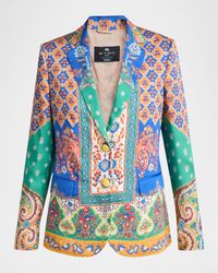Paisley-Print Single-Breasted Blazer