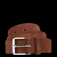 Au Printemps Paris - Ceinture à boucle en cuir velours - Taille 85 - Marron