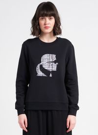 Karl Lagerfeld - Sweat col rond brodé en coton bio - Taille M - Noir