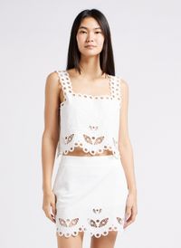 Berenice - Top court brodé - Taille 40 - Blanc