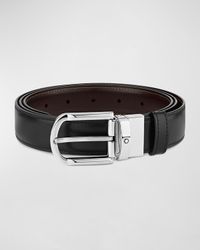 Men's Horseshoe-Buckle Reversible Leather Belt