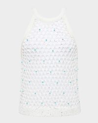 Parmida Embellished Openwork Knit Tank Top