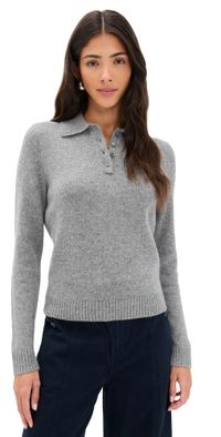 Alex Mill Alice Polo Cashmere Sweater Heather Grey M