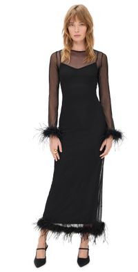 Never Fully Dressed Mesh Feather Trim Dress Black 6