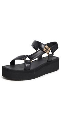 Tory Burch Mellow Platform Sandals Perfect Black/Gold 9
