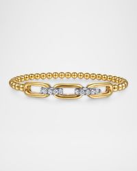 14K White and Yellow Gold Bujukan and Diamond Bangle Bracelet
